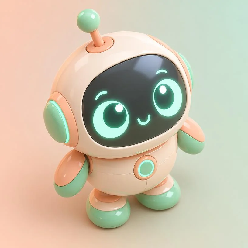 Soft pastel 3D mascot with studio lighting.
